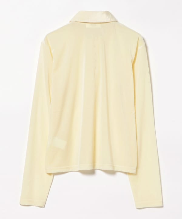 Sheer velour polo pullover