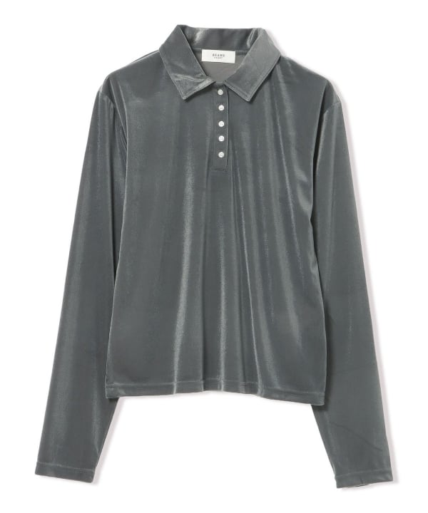 Sheer velour polo pullover