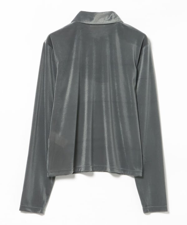 Sheer velour polo pullover
