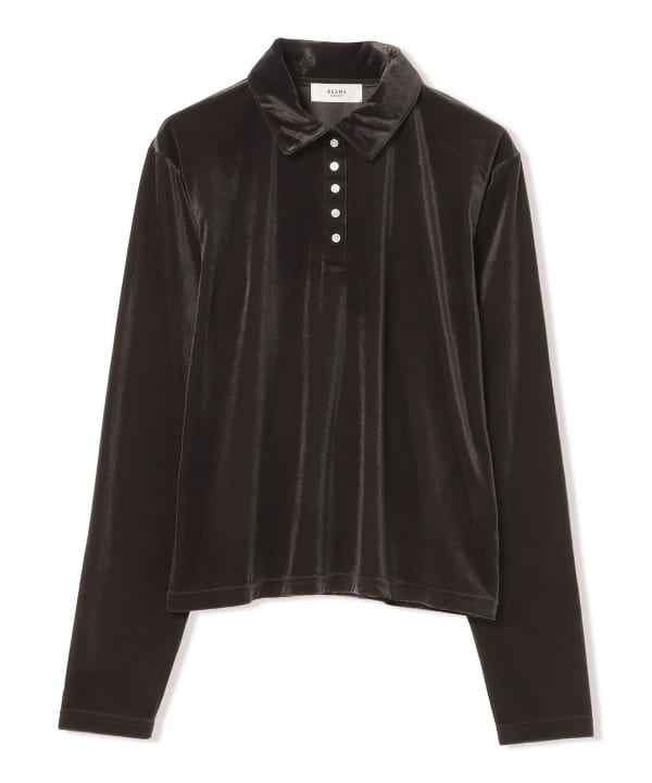 Sheer velour polo pullover