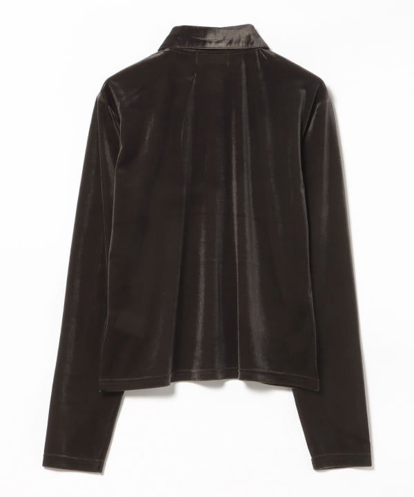 Sheer velour polo pullover