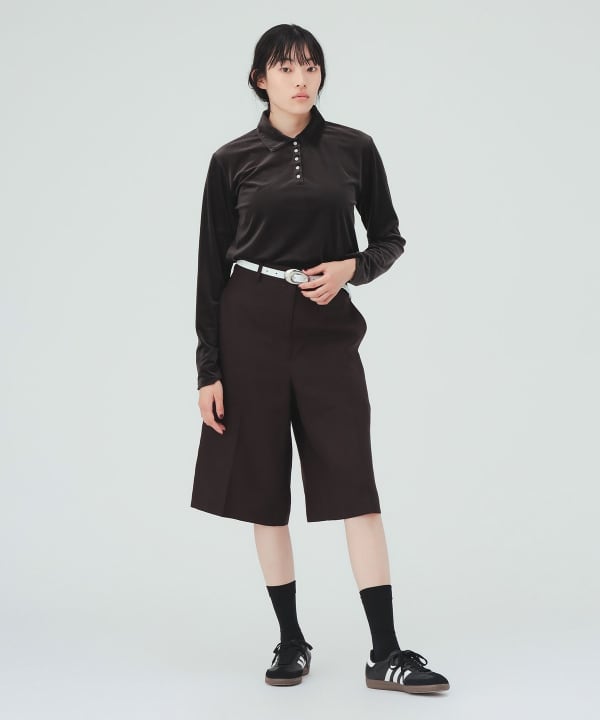 Sheer velour polo pullover [H: 169cm]