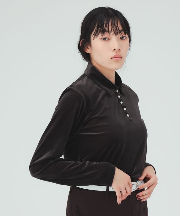 Sheer velour polo pullover [H: 169cm]