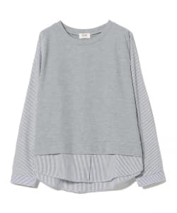 BEAMS HEART / 後ボタン 異素材切替プルオーバー