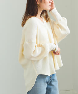 BEAMS HEART / インナー付き スキッパーネック プルオーバー