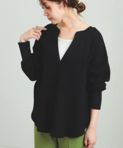 BEAMS HEART / インナー付き スキッパーネック プルオーバー