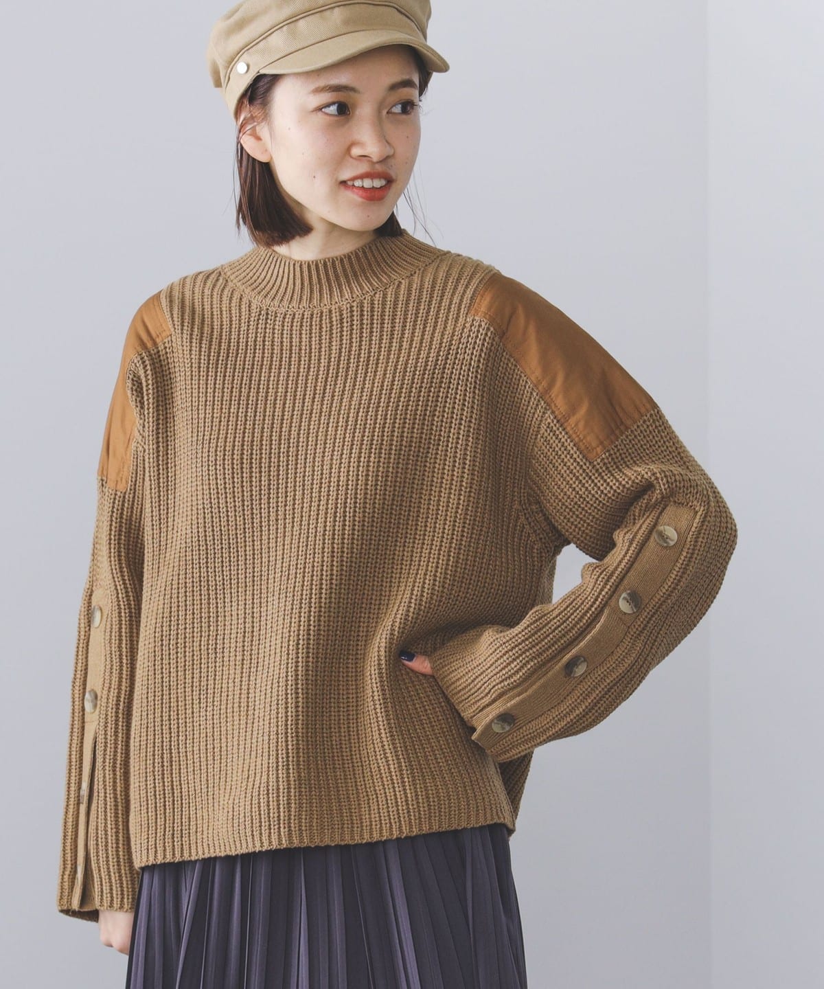 袖釦 ミリタリーニット トップス WOMEN BEIGE② ONE SIZE 袖釦 ミリタリーニット トップス WOMEN BEIGE② ONE SIZE