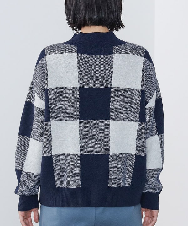 BEAMS HEART BEAMS HEART BEAMS HEART check knit pullover (tops knit