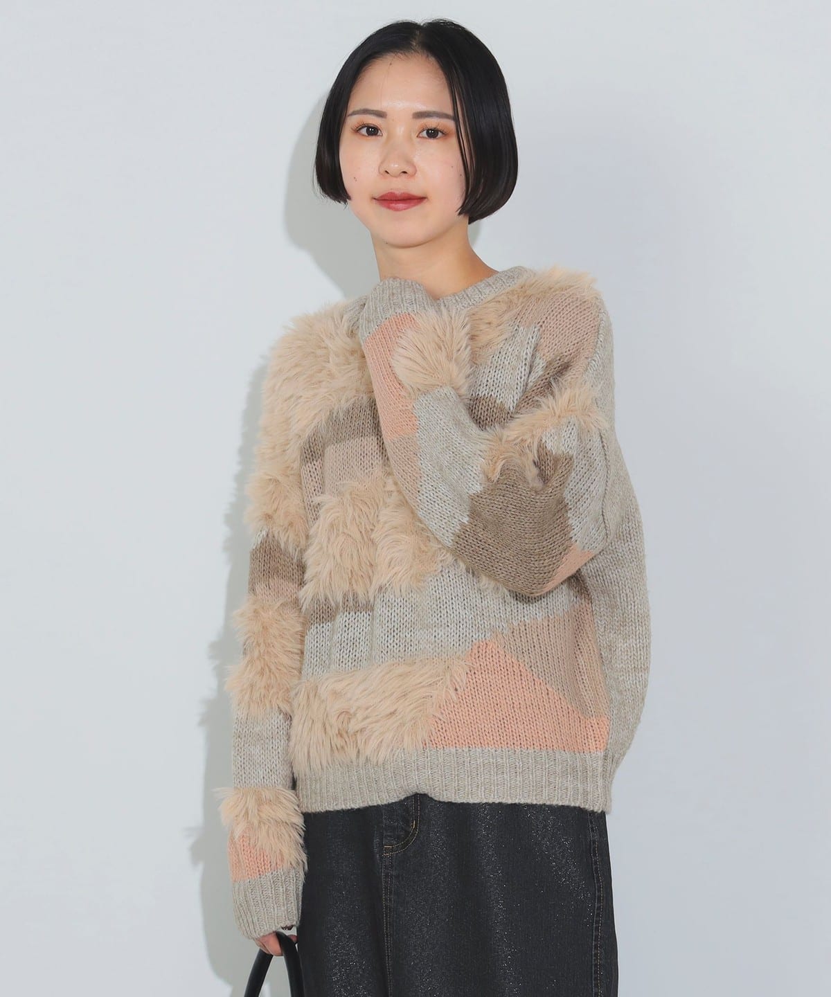 カモフラージュ柄 ニット(手洗い可能) トップス WOMEN BEIGE ONE SIZE カモフラージュ柄 ニット(手洗い可能) トップス WOMEN BEIGE ONE SIZE