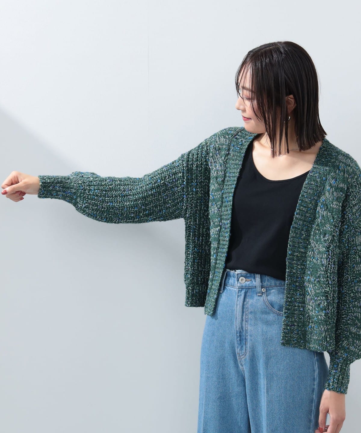 カラーネップ カーディガン トップス WOMEN GREEN ONE SIZE カラーネップ カーディガン トップス WOMEN GREEN ONE SIZE
