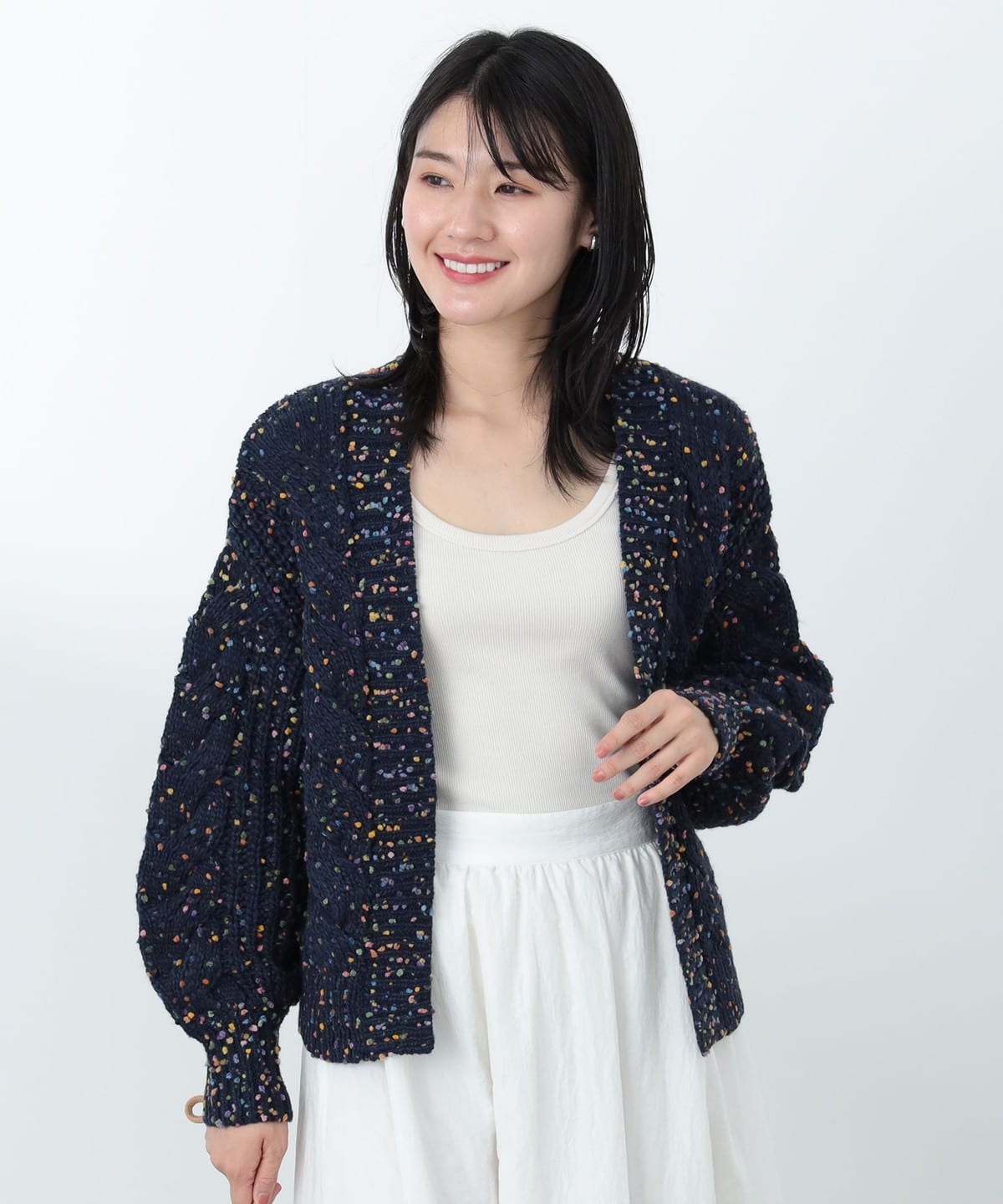 カラーネップ カーディガン トップス WOMEN NAVY ONE SIZE カラーネップ カーディガン トップス WOMEN NAVY ONE SIZE