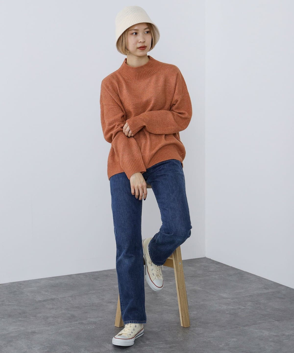 オーバー ハイネック プルオーバー トップス WOMEN ORANGE ONE SIZE オーバー ハイネック プルオーバー トップス WOMEN ORANGE ONE SIZE