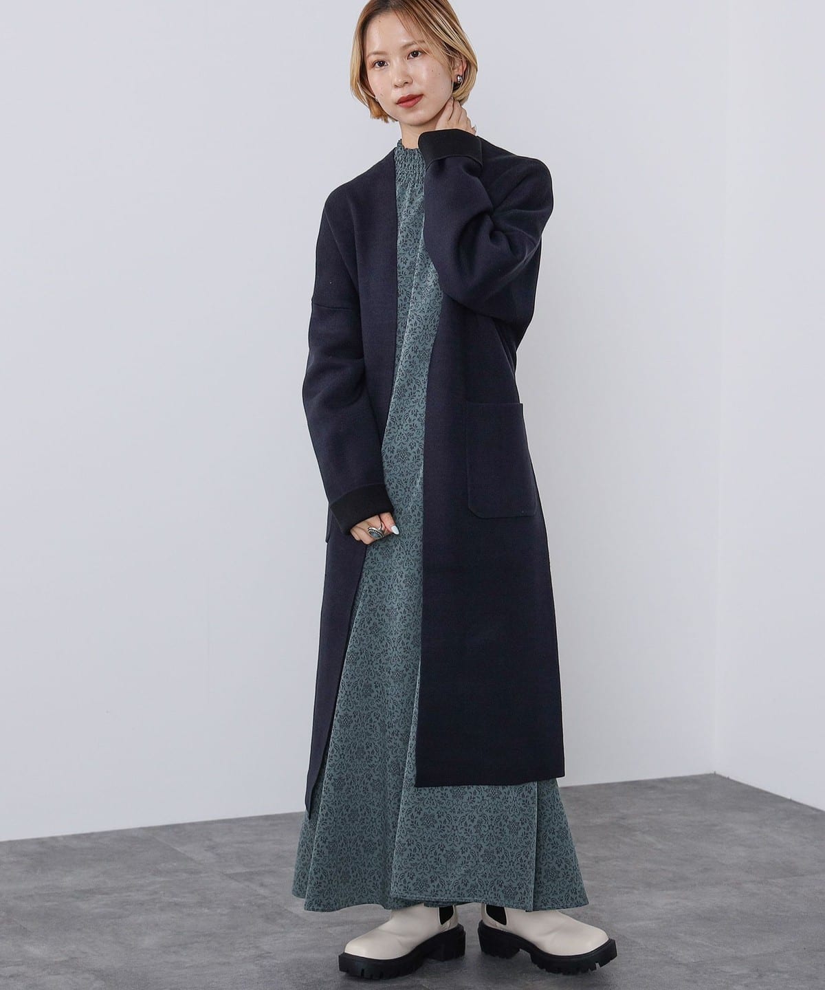 ダブルフェイスニット ロングカーディガン(手洗い可能) トップス WOMEN NAVY ONE SIZE ダブルフェイスニット ロングカーディガン(手洗い可能) トップス WOMEN NAVY ONE SIZE