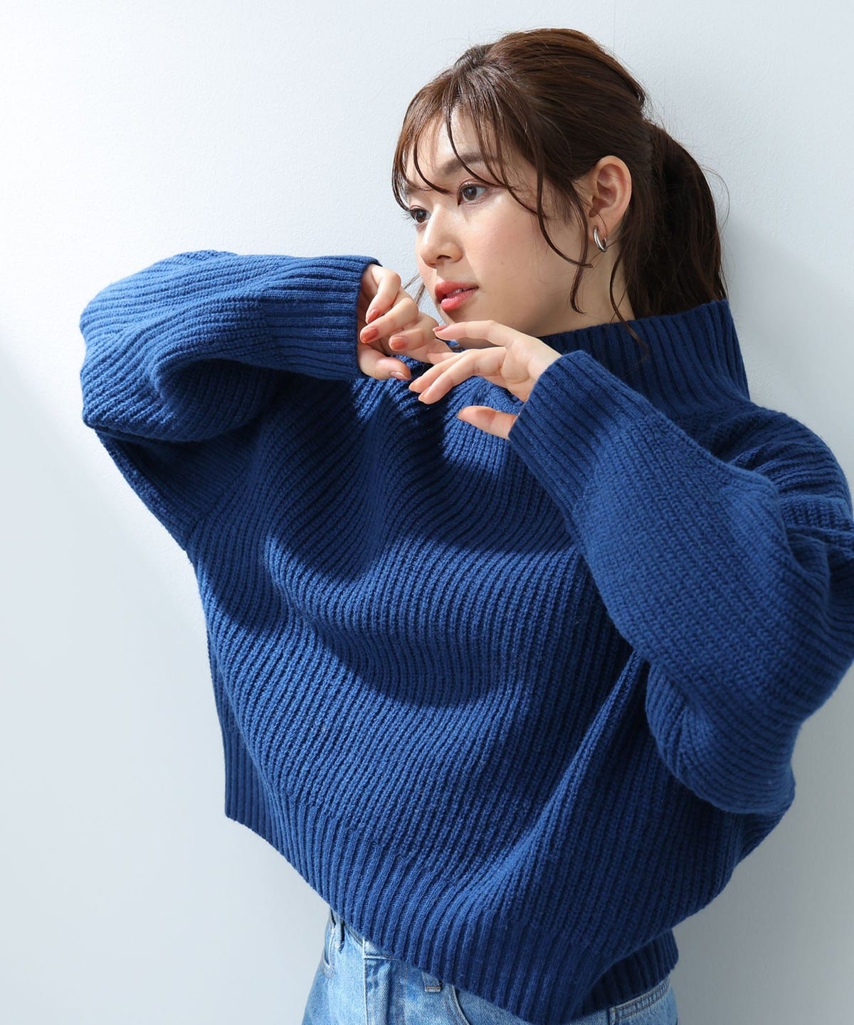 ボリュームスリーブ タートルネック プルオーバー(手洗い可能) トップス WOMEN BLUE ONE SIZE ボリュームスリーブ タートルネック プルオーバー(手洗い可能) トップス WOMEN BLUE ONE SIZE