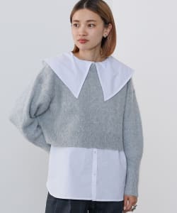 ビッグカラーシャツセット ニットプルオーバー