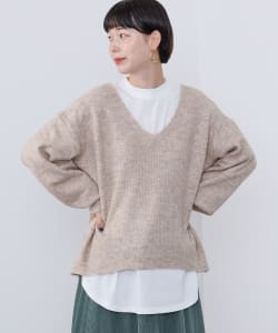 Vネックニット × カットソー セット