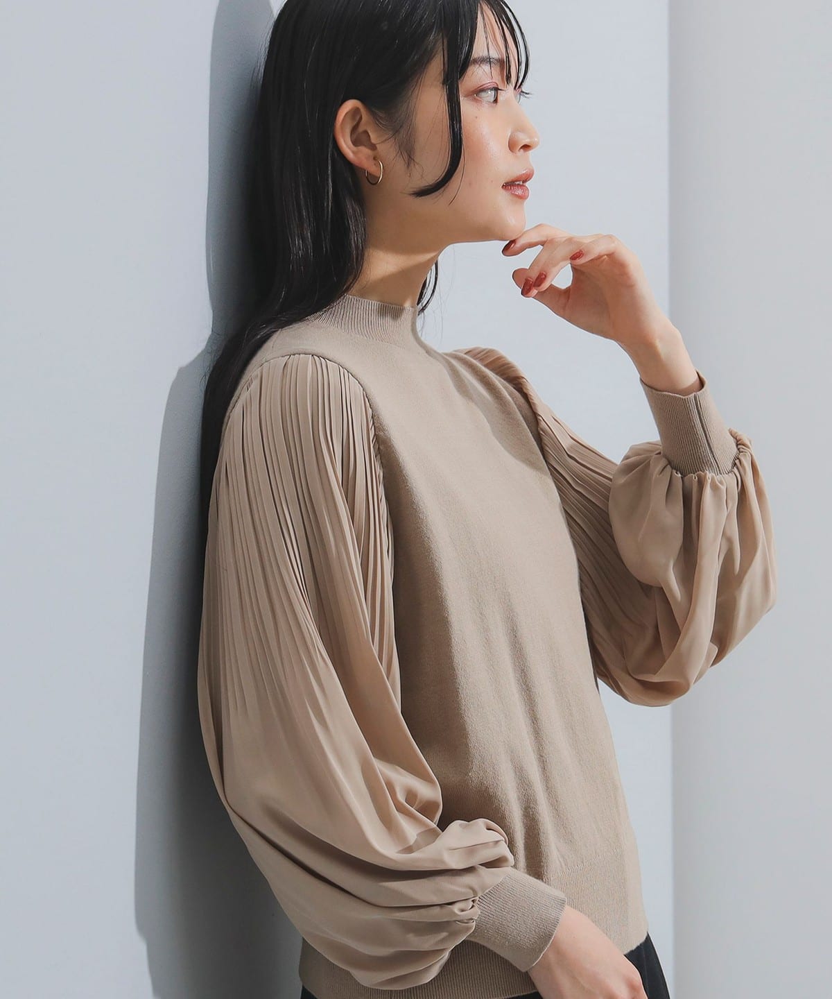 袖ケシプリーツ プルオーバー(手洗い可能) トップス WOMEN BEIGE① ONE SIZE 袖ケシプリーツ プルオーバー(手洗い可能) トップス WOMEN BEIGE① ONE SIZE