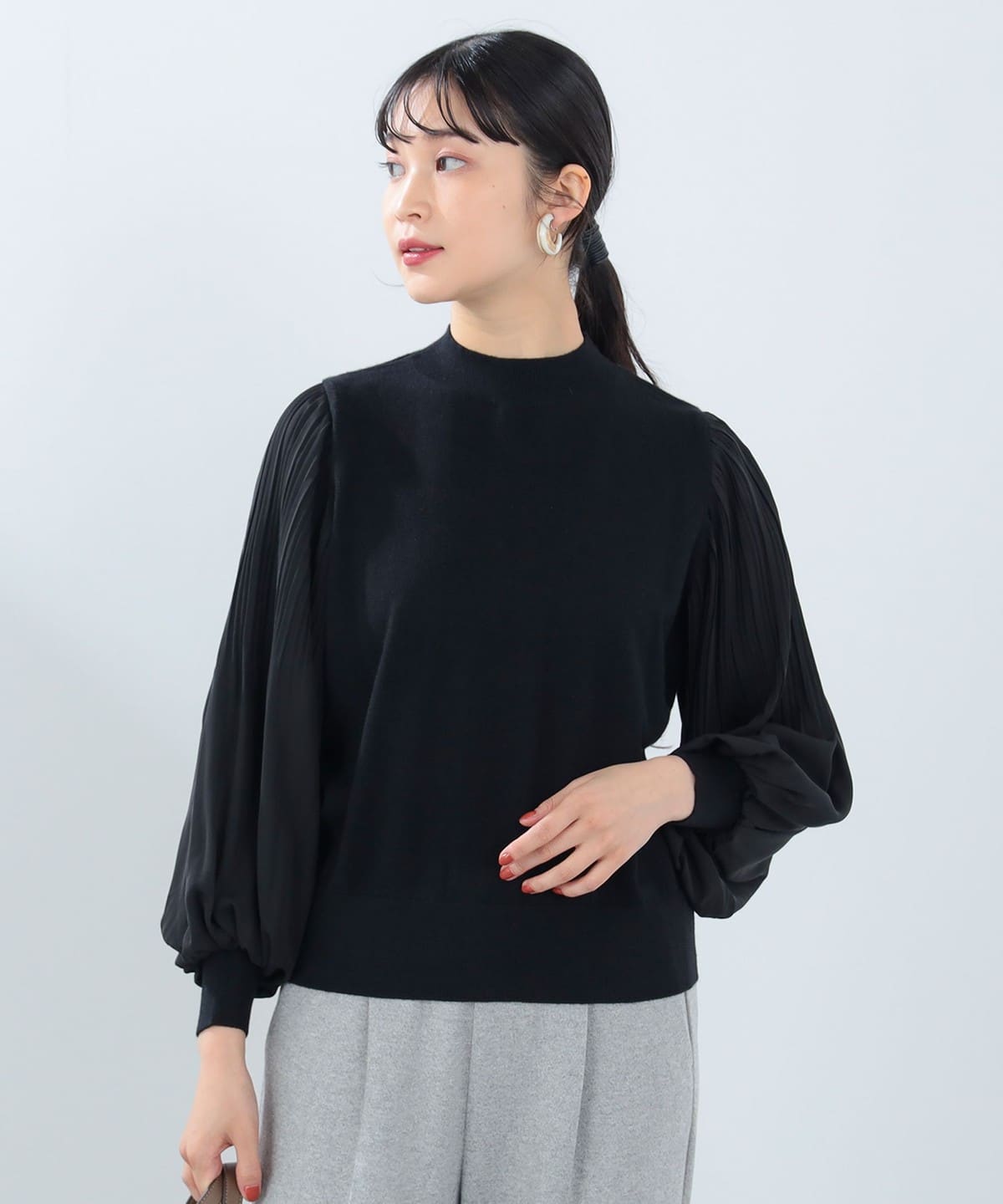 袖ケシプリーツ プルオーバー(手洗い可能) トップス WOMEN BLACK① ONE SIZE 袖ケシプリーツ プルオーバー(手洗い可能) トップス WOMEN BLACK① ONE SIZE