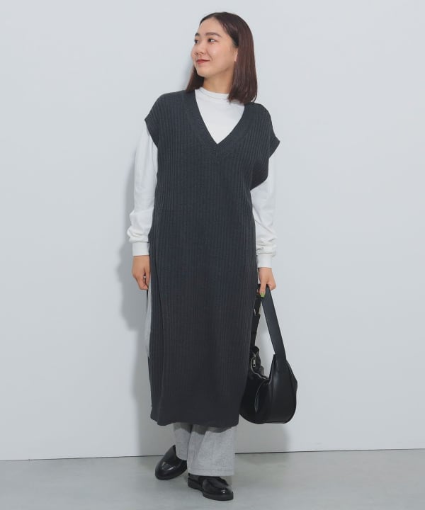 BEAMS HEART（ビームス ハート）ロングTシャツ × ニットベスト セット