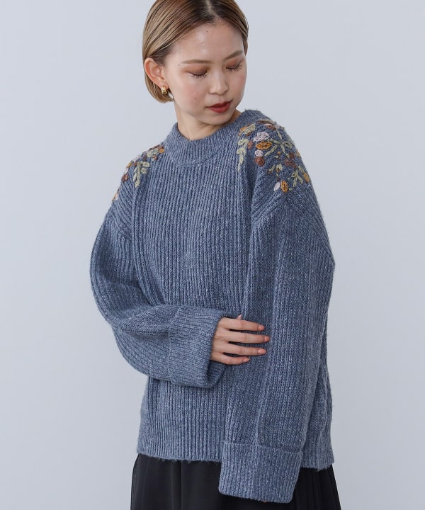 BEAMS HEART（ビームス ハート）ハンド刺繍 ニットプルオーバー
