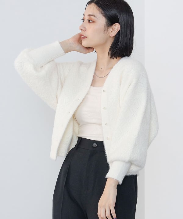 殿堂 BEAMS HEART（ビームス ハート）ひし形ジャカード フェザー トップス