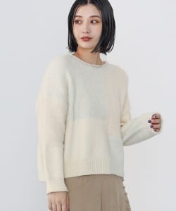 異素材パッチワーク ニットプルオーバー