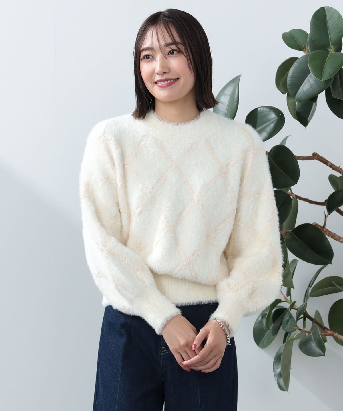 シャギー ブークレニット(手洗い可能) トップス WOMEN IVORY ONE SIZE シャギー ブークレニット(手洗い可能) トップス WOMEN IVORY ONE SIZE