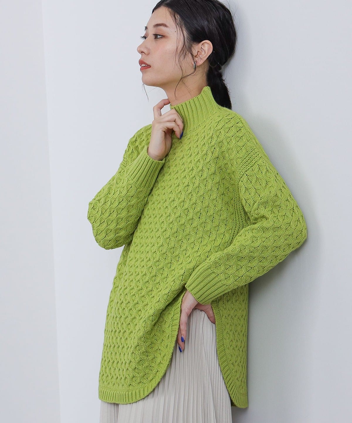 裾ラウンド チュニック ニット(洗濯機可能) トップス WOMEN PISTACHIO ONE SIZE 裾ラウンド チュニック ニット(洗濯機可能) トップス WOMEN PISTACHIO ONE SIZE