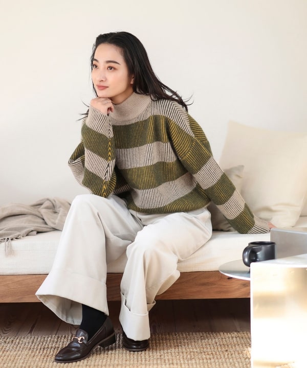 セーター ニット 「Alfred Alex」ボーダーシアーメッシュ