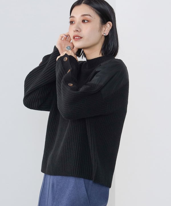 BEAMS HEART（ビームス ハート）袖ボタン ミリタリーニットプル