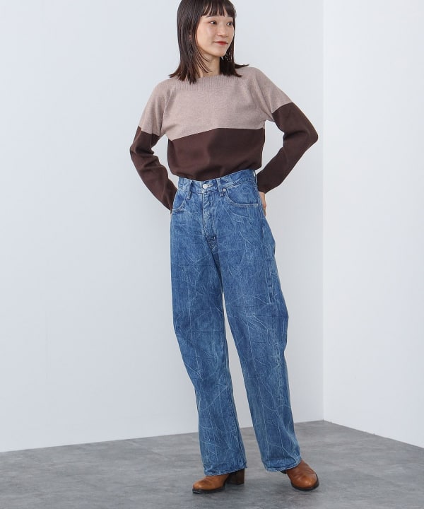 BEAMS HEART（ビームス ハート）バイカラー 総針 ニットプルオーバー