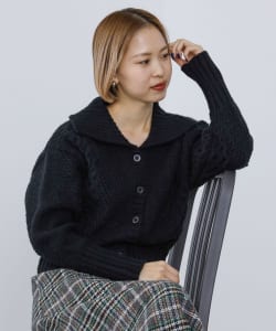 襟付き たて柄 カーディガン