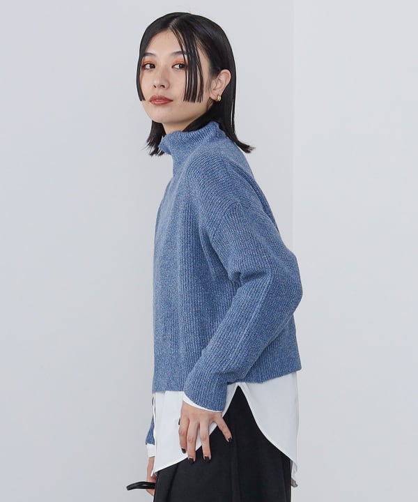 BEAMS HEART（ビームス ハート）ブークレニット × バンドカラーシャツ