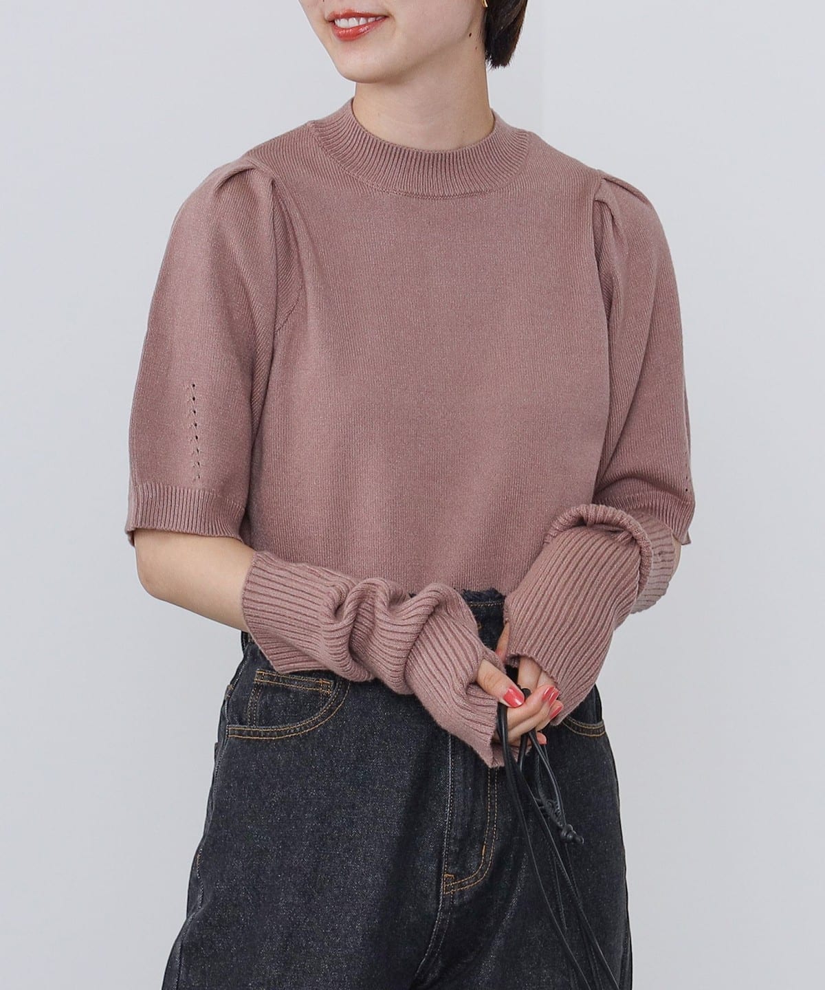 アームウォーマー付き ニットプルオーバー トップス WOMEN MOCHA ONE SIZE アームウォーマー付き ニットプルオーバー トップス WOMEN MOCHA ONE SIZE