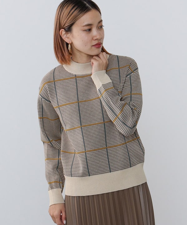 BEAMS HEART BEAMS HEART BEAMS HEART / High neck check knit