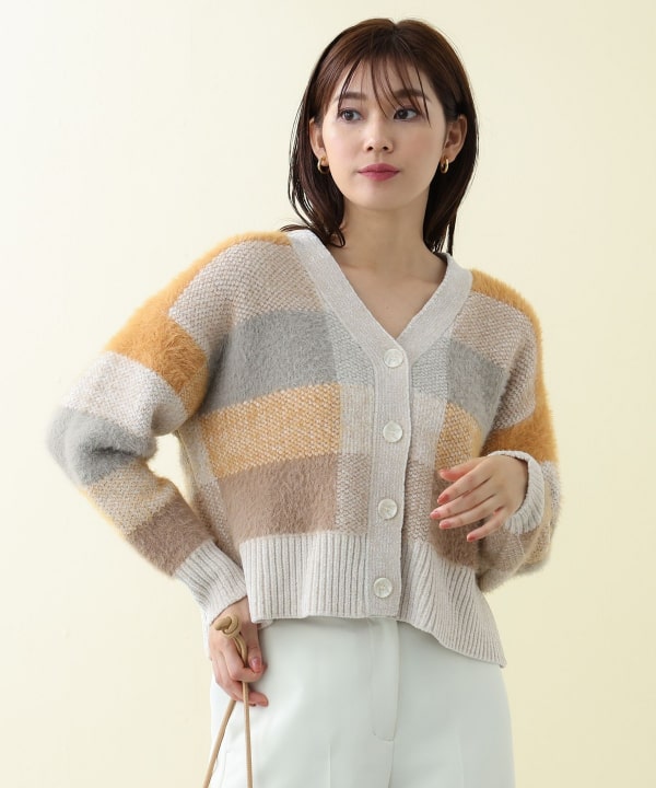 BEAMS HEART BEAMS HEART BEAMS HEART / Check V-neck cardigan (tops