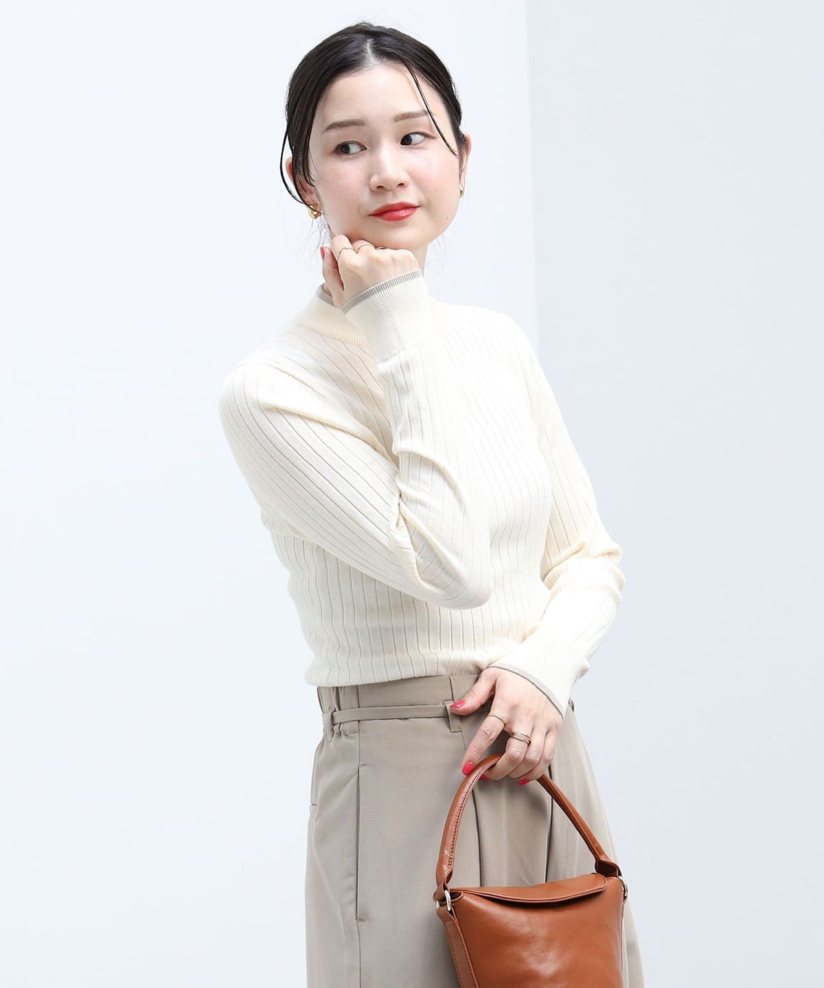 配色 リブ プルオーバー トップス WOMEN OFF WHITE ONE SIZE 配色 リブ プルオーバー トップス WOMEN OFF WHITE ONE SIZE