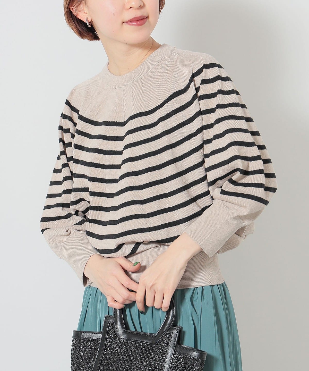 ボーダー ポンチョ ニットプルオーバー トップス WOMEN BEIGE×BLACK ONE SIZE ボーダー ポンチョ ニットプルオーバー トップス WOMEN BEIGE×BLACK ONE SIZE
