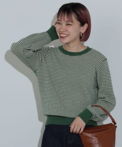 変形編柄 ニットプルオーバー（手洗い可能）