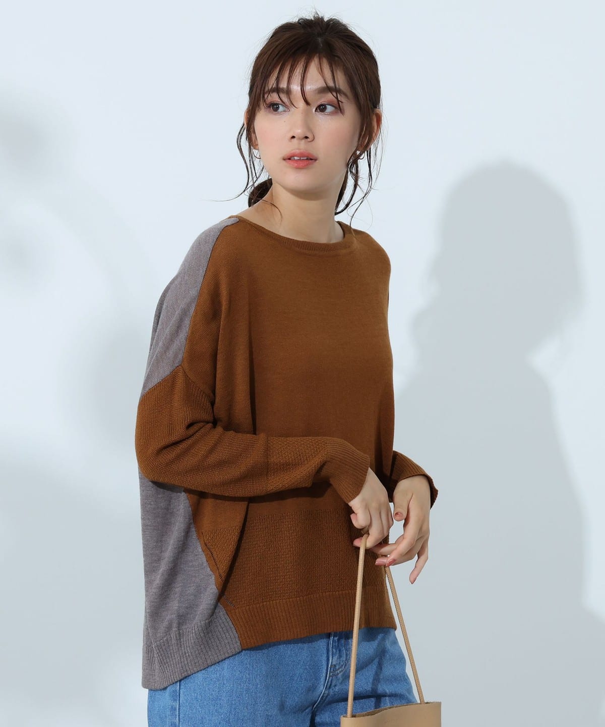 ドルマン 配色 プルオーバー トップス WOMEN BROWN ONE SIZE ドルマン 配色 プルオーバー トップス WOMEN BROWN ONE SIZE