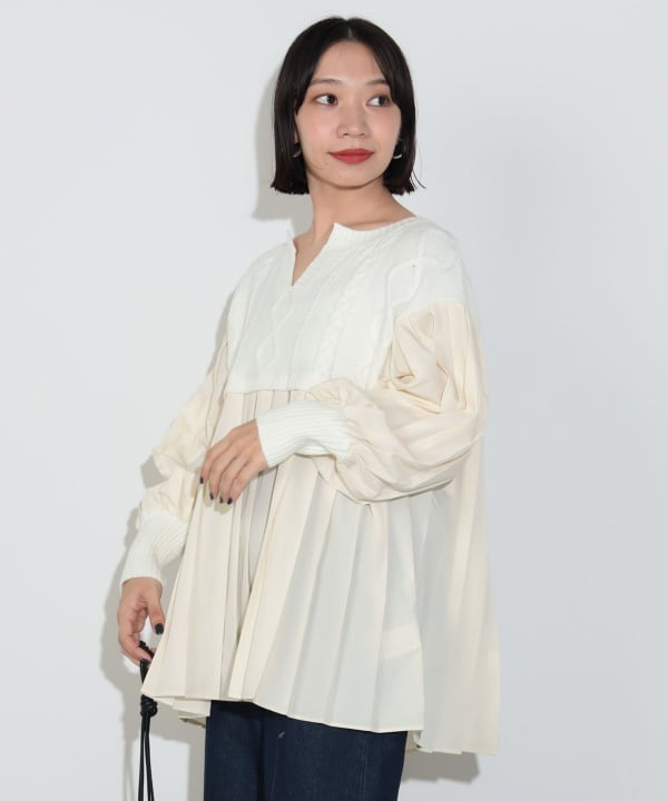 beams トップ アイボリー ニット