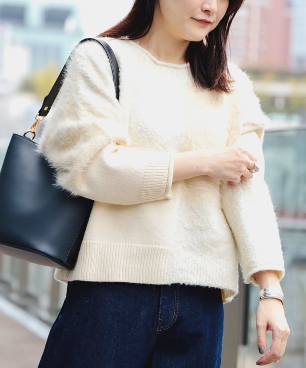 BEAMS PLUS（ビームス プラス）Crew Hand Knit Patchwork