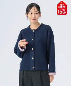 【+15%ポイントUP】ダブルフェイス クルーニット カーディガン（手洗い可能）