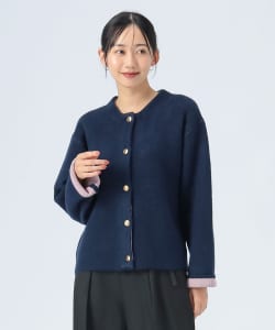 【+15%ポイントUP】ダブルフェイス クルーニット カーディガン（手洗い可能）