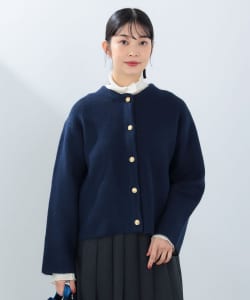 ダブルフェイス クルーニット カーディガン（手洗い可能）
