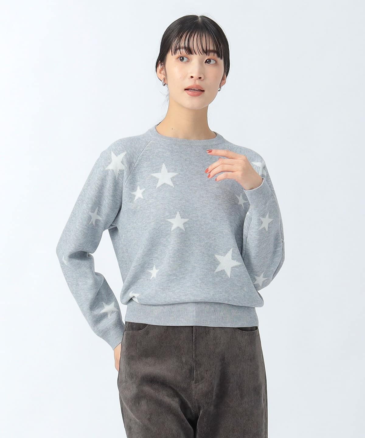 BEAMS HEART（ビームス ハート）星柄 クルーネックニット（トップス