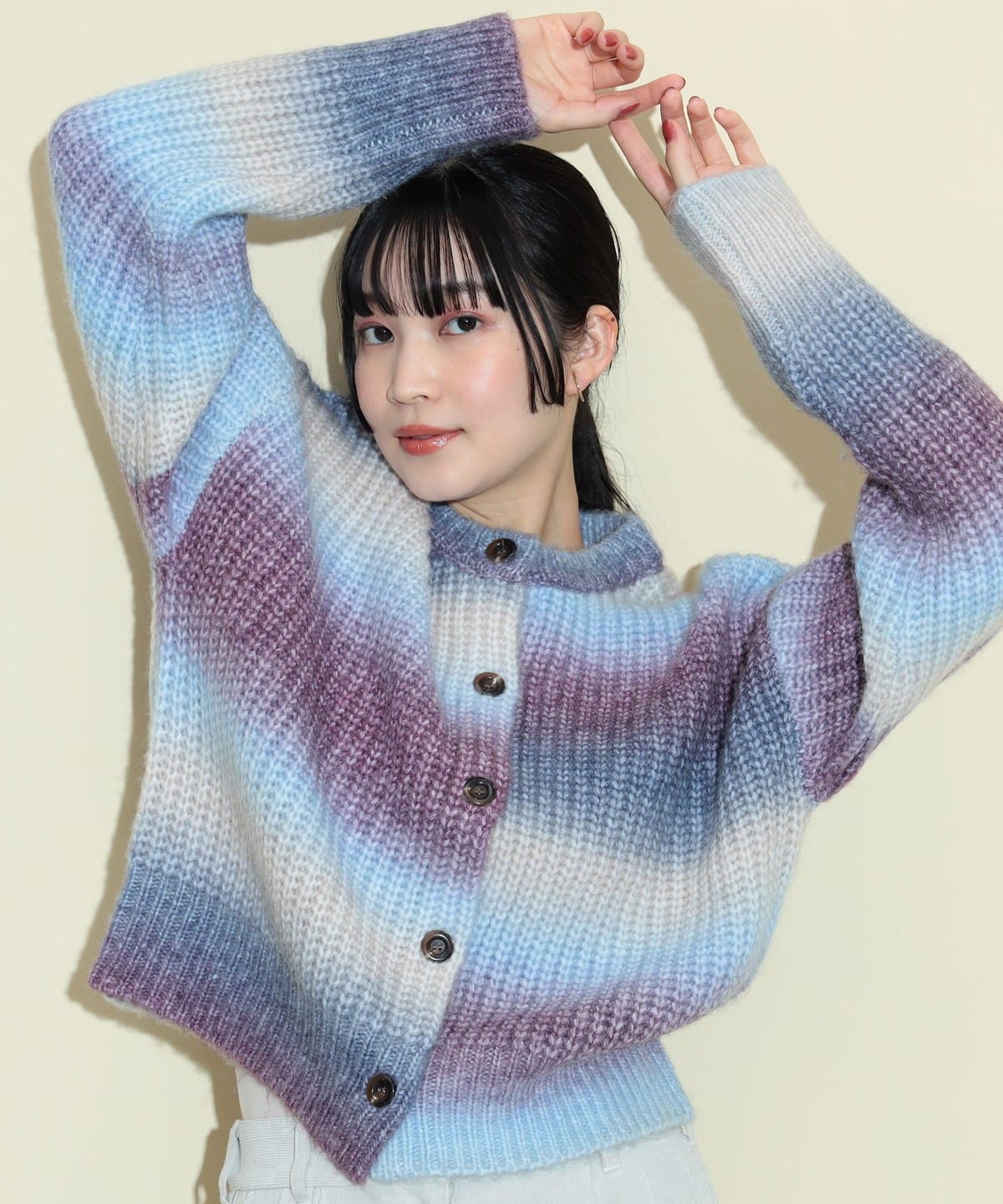 グラデーション ニット カーディガン トップス WOMEN BLUE×PURPLE ONE SIZE グラデーション ニット カーディガン トップス WOMEN BLUE×PURPLE ONE SIZE