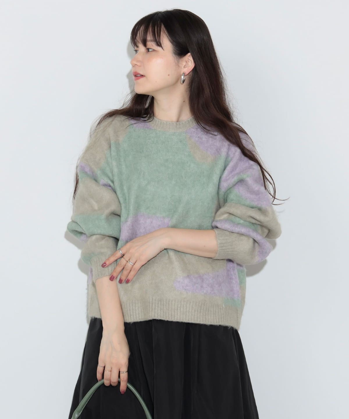ニュアンス柄 シャギー プルオーバーニット(手洗い可能) トップス WOMEN GREEN ONE SIZE ニュアンス柄 シャギー プルオーバーニット(手洗い可能) トップス WOMEN GREEN ONE SIZE