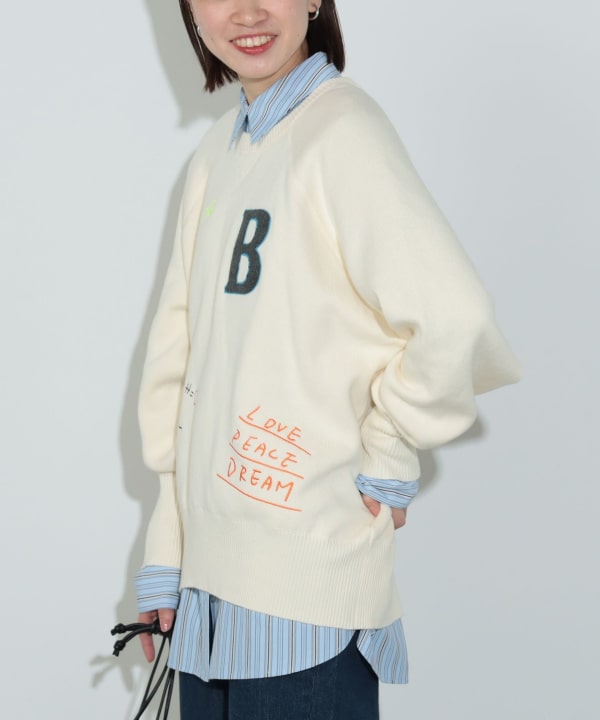 BEAMS HEART（ビームス ハート）スウェットライク ロゴ ニット