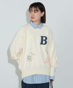 BEAMS HEART / 女裝 仿毛圈布 LOGO 針織上衣